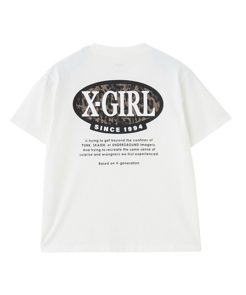 X-girl（エックスガール）の「LEOPARD OVAL LOGO S/S TEE（Tシャツ/カットソー・レディース・ブラック/ホワイト/ライトパープル・S/L/M）」の17枚目の写真