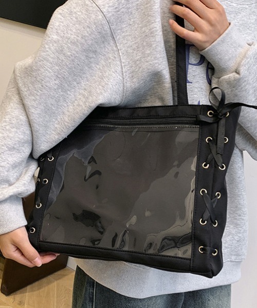 Per sist ence(パーシエンス)の「レースアップ痛バッグ/推し活A4トート(トートバッグ・レディース・ピンク/ブラック/ブルー/ホワイト・ONE SIZE)」の15枚目の写真