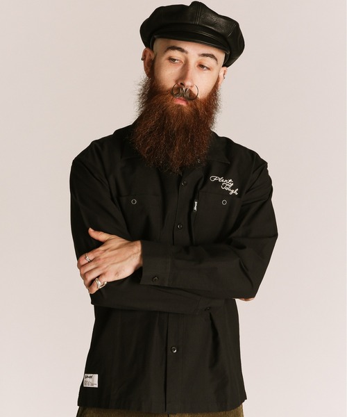 Schott(ショット)の「Schott/ショット/NC WORK SHIRT EMB./刺繍 ワークシャツ(シャツ/ブラウス・メンズ・ベージュ/ブラック・M/L/XL/2XL)」の3枚目の写真