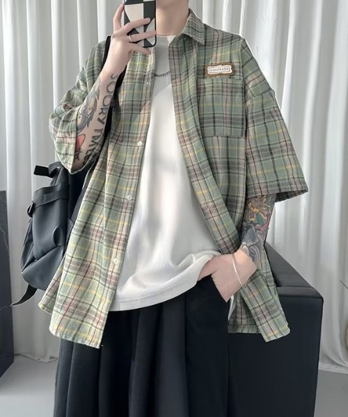 ブラウス シャツ VintageハーフスリーブチェックSH レディース TEEN BOOP ブラウス シャツ VintageハーフスリーブチェックSH