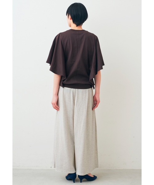 IEDIT(イディット)の「IEDIT 接触冷感・吸汗速乾・抗菌防臭!Ohcool(R)Ⅱplus素材のフリルトップス(Tシャツ/カットソー・レディース・アイボリー/スミクロ/ブラウン・M/L/LL/3L/4L/S)」の7枚目の写真