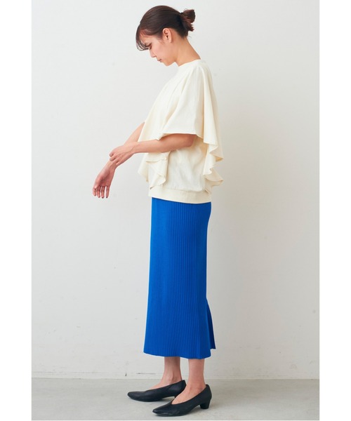 IEDIT(イディット)の「IEDIT 接触冷感・吸汗速乾・抗菌防臭!Ohcool(R)Ⅱplus素材のフリルトップス(Tシャツ/カットソー・レディース・アイボリー/スミクロ/ブラウン・M/L/LL/3L/4L/S)」の13枚目の写真