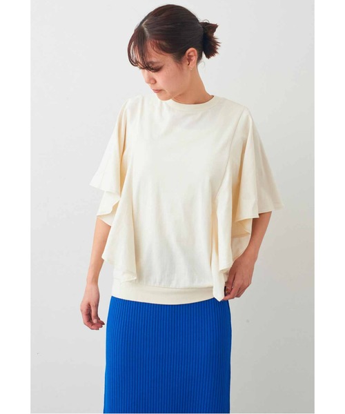 IEDIT(イディット)の「IEDIT 接触冷感・吸汗速乾・抗菌防臭!Ohcool(R)Ⅱplus素材のフリルトップス(Tシャツ/カットソー・レディース・アイボリー/スミクロ/ブラウン・M/L/LL/3L/4L/S)」の15枚目の写真