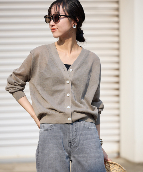 SLOBE IENA(スローブイエナ)の「《追加2》リネン混シアーカーディガン(カーディガン/ボレロ・レディース・ベージュ系その他・FREE)」の6枚目の写真