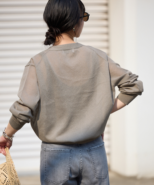 SLOBE IENA(スローブイエナ)の「《追加2》リネン混シアーカーディガン(カーディガン/ボレロ・レディース・ベージュ系その他・FREE)」の8枚目の写真