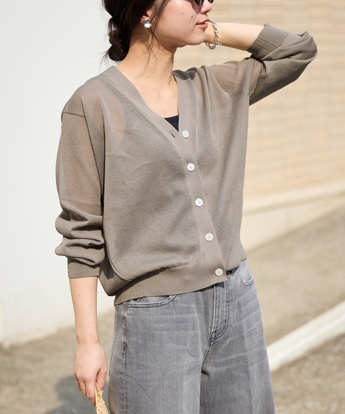 SLOBE IENA(スローブイエナ)の「《追加2》リネン混シアーカーディガン(カーディガン/ボレロ・レディース・ベージュ系その他・FREE)」の10枚目の写真