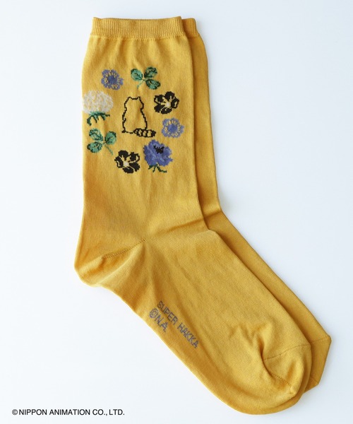 SUPER HAKKA（スーパーハッカ）の「SUPER　HAKKA×世界名作劇場　あらいぐまラスカルジャカードソックス（ソックス/靴下・レディース・ブラック/オフホワイト/イエロー・FREE）」の3枚目の写真