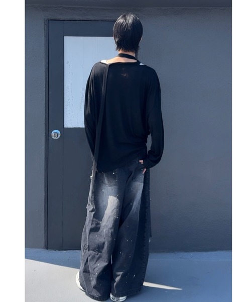 ふ*す様 interfactory カイチ ダメージペイントデニム ブルー Mサ カイチ - ダメージペイント加工デニムパンツ made in INTER