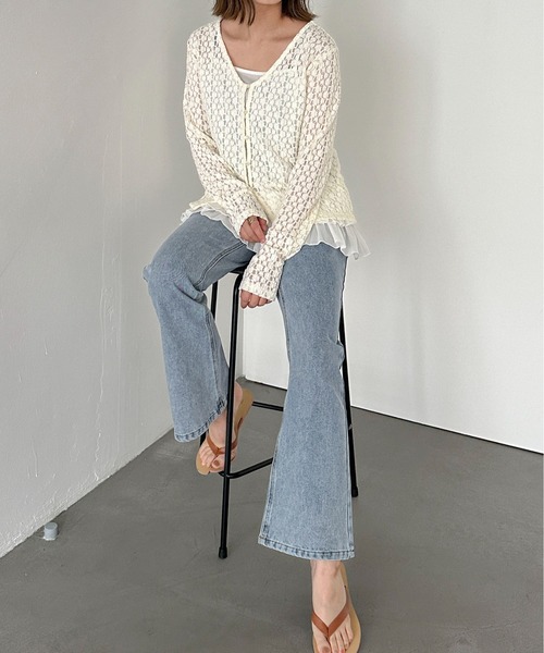 PILIT（ピリット）の「コットンフリルキャミ（キャミソール・レディース・オフホワイト/ブラック・MEDIUM）」の19枚目の写真