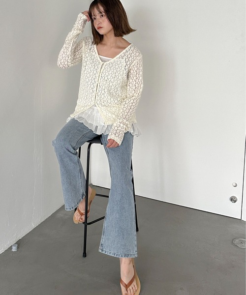 PILIT（ピリット）の「コットンフリルキャミ（キャミソール・レディース・オフホワイト/ブラック・MEDIUM）」の18枚目の写真