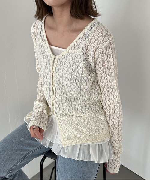 PILIT（ピリット）の「コットンフリルキャミ（キャミソール・レディース・オフホワイト/ブラック・MEDIUM）」の17枚目の写真