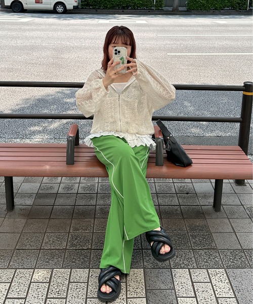 PILIT（ピリット）の「コットンフリルキャミ（キャミソール・レディース・オフホワイト/ブラック・MEDIUM）」の14枚目の写真