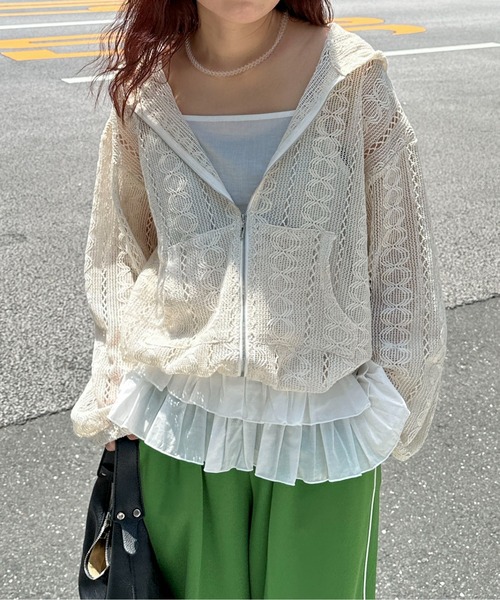 PILIT（ピリット）の「コットンフリルキャミ（キャミソール・レディース・オフホワイト/ブラック・MEDIUM）」の11枚目の写真