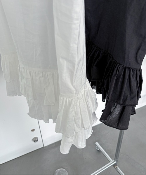 PILIT（ピリット）の「コットンフリルキャミ（キャミソール・レディース・オフホワイト/ブラック・MEDIUM）」の9枚目の写真