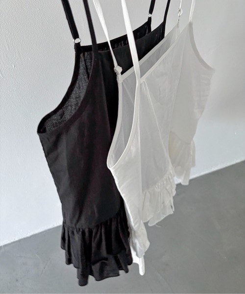 PILIT（ピリット）の「コットンフリルキャミ（キャミソール・レディース・オフホワイト/ブラック・MEDIUM）」の8枚目の写真