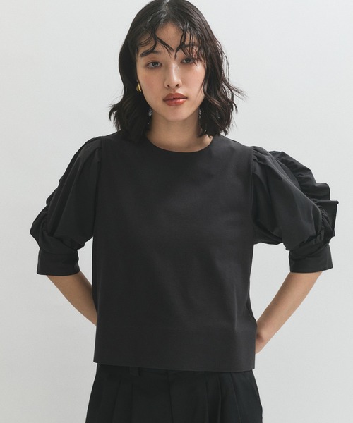 ADAM ET ROPE'(アダムエロペ)の「【サステナブル】バルーンスリーブTシャツ(Tシャツ/カットソー・レディース・ブラック/ネイビー/ベージュ系その他・FREE)」の8枚目の写真