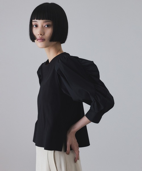 超美品　アダムエロペ　ブラック　半袖シャツ　バルーンスリーブ 超美品 アダムエロペ ブラック 半袖シャツ バルーンスリーブ