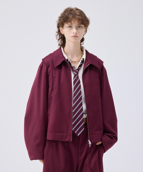 soerte（ソエルテ）の「Loose curve tuck short blouson/ルーズカーブタックショートブルゾン（ブルゾン・メンズ・ブラック/グレー/レッド・1/2/3）」の3枚目の写真