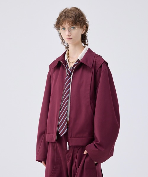 soerte（ソエルテ）の「Loose curve tuck short blouson/ルーズカーブタックショートブルゾン（ブルゾン・メンズ・ブラック/グレー/レッド・1/2/3）」の6枚目の写真