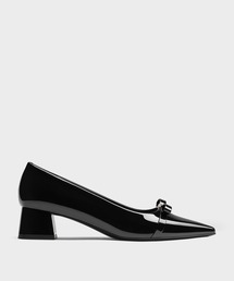 CHARLES & KEITH 新品　完売品　黒　パンプス CHARLES & KEITH メタリックアクセント ローファーパンプス 【再