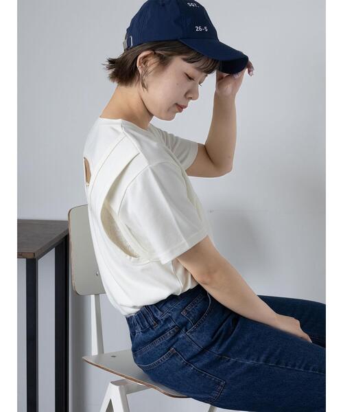 ehka sopo(エヘカソポ)の「バックレイヤードカットソー(Tシャツ/カットソー・レディース・チャコールグレー/グリーン/ベージュ/オフホワイト・F)」の2枚目の写真