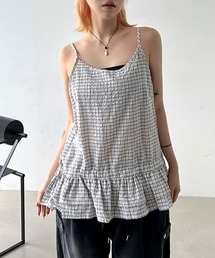 4INT.（フォイント）の「【レイヤードアイテム】チェック フレア ティアード キャミワンピース / チュニック（キャミソール）」