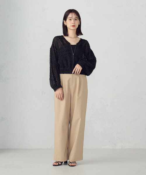 COMME CA ISM(コムサイズム)の「フリンジシアー ジップアップブルゾン(ブルゾン・レディース・ブラック・MEDIUM/LARGE)」の3枚目の写真