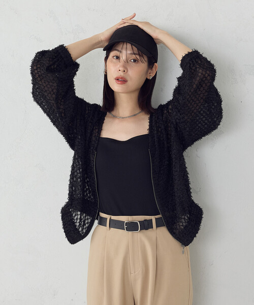 COMME CA ISM(コムサイズム)の「フリンジシアー ジップアップブルゾン(ブルゾン・レディース・ブラック・MEDIUM/LARGE)」の7枚目の写真
