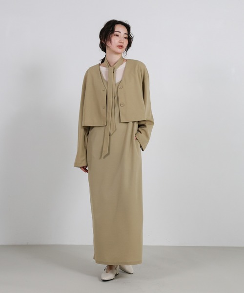 セール】【Et】Cut Georgette One-Piece Dress Jacket Set