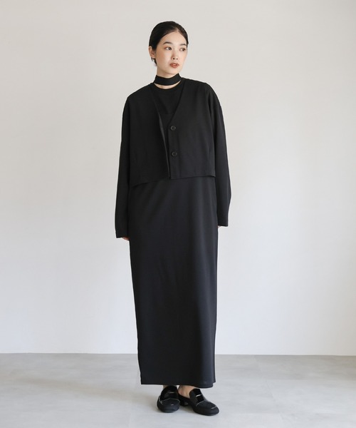 Et】Cut Georgette One-Piece Dress Jacket Set（セットアップ