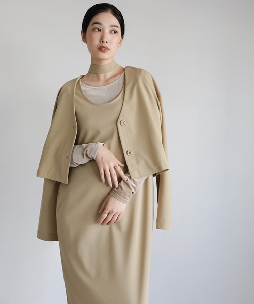 Et】Cut Georgette One-Piece Dress Jacket Set（セットアップ