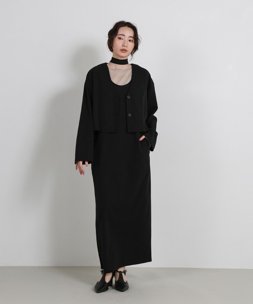 セール】【Et】Cut Georgette One-Piece Dress Jacket Set