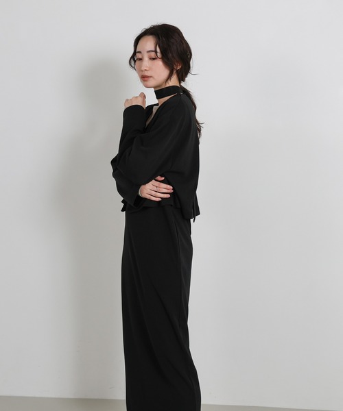 select MOCA Et（セレクトモカエト）の「【Et】Cut Georgette One-Piece Dress Jacket Set（セットアップ・レディース・ブラック/ベージュ・LARGE/MEDIUM）」の20枚目の写真