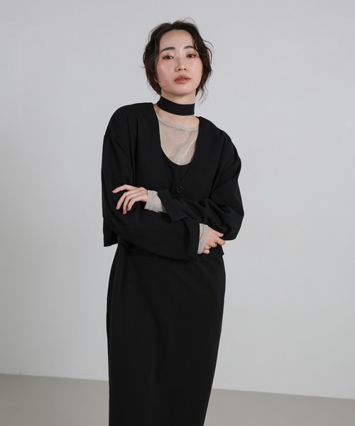 セール】【Et】Cut Georgette One-Piece Dress Jacket Set