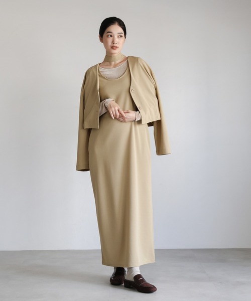 select MOCA Et（セレクトモカエト）の「【Et】Cut Georgette One-Piece Dress Jacket Set（セットアップ・レディース・ブラック/ベージュ・LARGE/MEDIUM）」の14枚目の写真