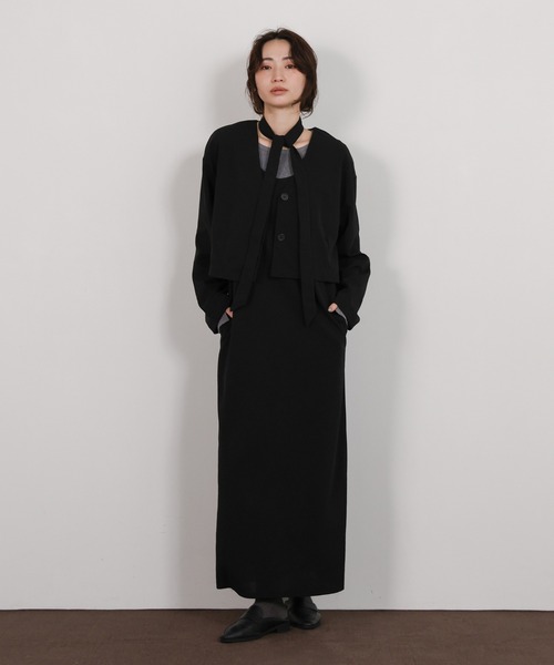 select MOCA Et（セレクトモカエト）の「【Et】Cut Georgette One-Piece Dress Jacket Set（セットアップ・レディース・ブラック/ベージュ・LARGE/MEDIUM）」の22枚目の写真