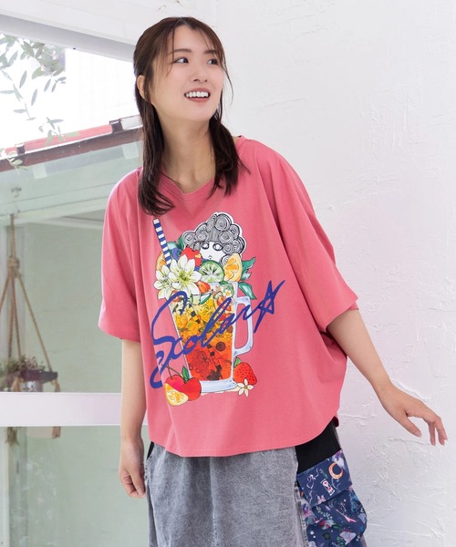 ScoLar] スカラー 152740 オーロラ箔ロゴプリント 接触冷感