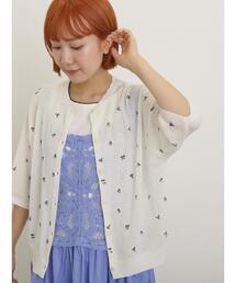 小花柄プリントカーディガン