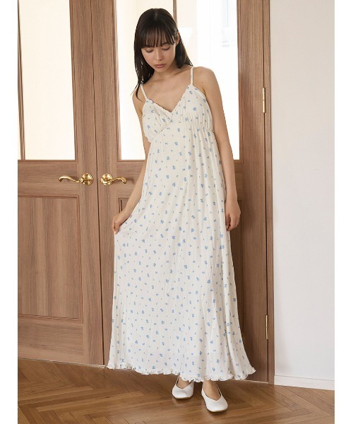 ジェラートピケ ハート柄カップインキャミワンピース 花柄カップイン