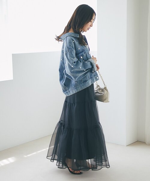 ♥️Micalle MicalleパールdenimジャケットGジャン ♥️Micalle MicalleパールdenimジャケットGジャン ♥️Micalle