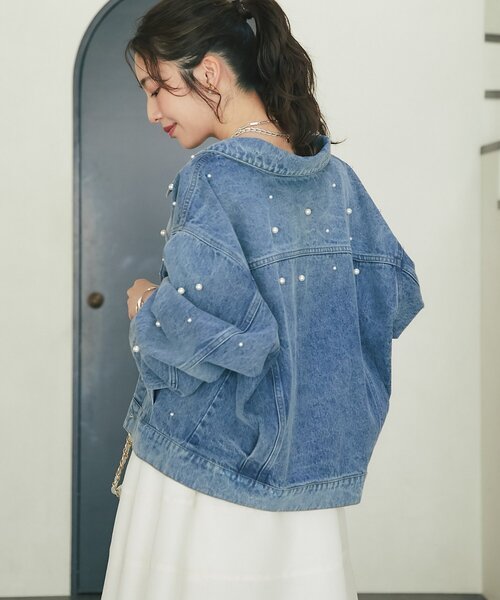 ラブティックボンボン　パールオーバーデニムジャケット パールオーバーデニムジャケット | La boutique BonBon(ラブ