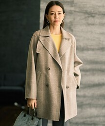 自由区（ジユウク）の「ウールリバーチェック柄ダブルブレスト コート（その他アウター）」