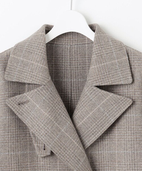 セール】ウールリバーチェック柄ダブルブレスト コート（その他