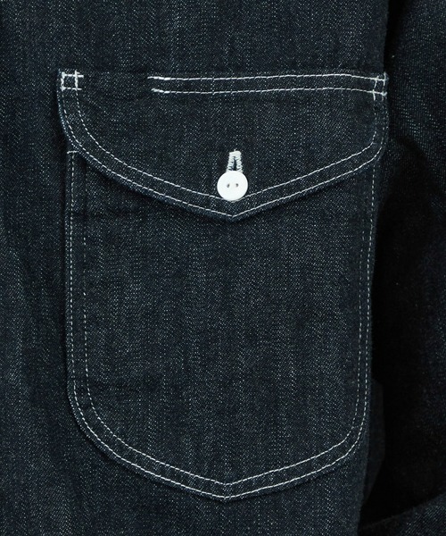 Lee（リー）の「Lee/リー　デニムワークシャツ【ライトオンスデニム素材】/デニムシャツ/ワークシャツ（シャツ/ブラウス・メンズ・インディゴブルー/ライトインディゴブルー・MEDIUM/LARGE/X-LARGE）」の9枚目の写真
