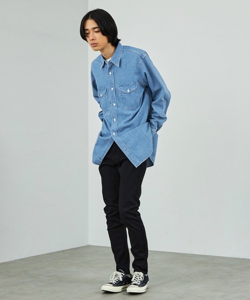 Lee（リー）の「Lee/リー　デニムワークシャツ【ライトオンスデニム素材】/デニムシャツ/ワークシャツ（シャツ/ブラウス・メンズ・インディゴブルー/ライトインディゴブルー・MEDIUM/LARGE/X-LARGE）」の18枚目の写真