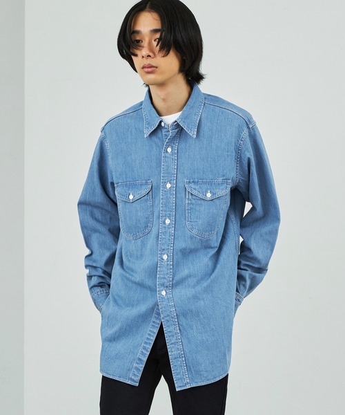 Lee（リー）の「Lee/リー　デニムワークシャツ【ライトオンスデニム素材】/デニムシャツ/ワークシャツ（シャツ/ブラウス・メンズ・インディゴブルー/ライトインディゴブルー・MEDIUM/LARGE/X-LARGE）」の14枚目の写真