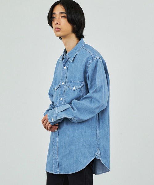 Lee（リー）の「Lee/リー　デニムワークシャツ【ライトオンスデニム素材】/デニムシャツ/ワークシャツ（シャツ/ブラウス・メンズ・インディゴブルー/ライトインディゴブルー・MEDIUM/LARGE/X-LARGE）」の15枚目の写真