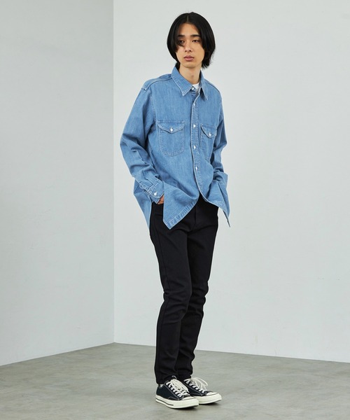 Lee（リー）の「Lee/リー　デニムワークシャツ【ライトオンスデニム素材】/デニムシャツ/ワークシャツ（シャツ/ブラウス・メンズ・インディゴブルー/ライトインディゴブルー・MEDIUM/LARGE/X-LARGE）」の20枚目の写真