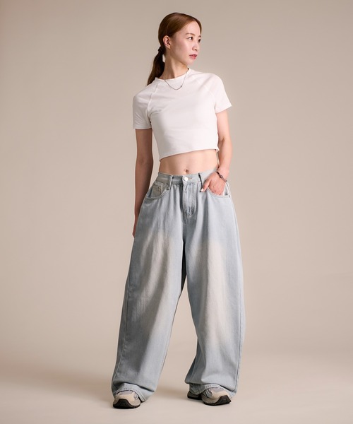 MAISON SELECT(メゾンセレクト)の「7A3 サイドタックワイドデニム SHORT DD5006(デニムパンツ・レディース・ライトブルー/ブラック/ブルー/ブルー系その他・M/L/XL/S)」の10枚目の写真
