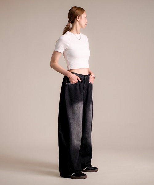 MAISON SELECT(メゾンセレクト)の「7A3 サイドタックワイドデニム SHORT DD5006(デニムパンツ・レディース・ライトブルー/ブラック/ブルー/ブルー系その他・M/L/XL/S)」の8枚目の写真